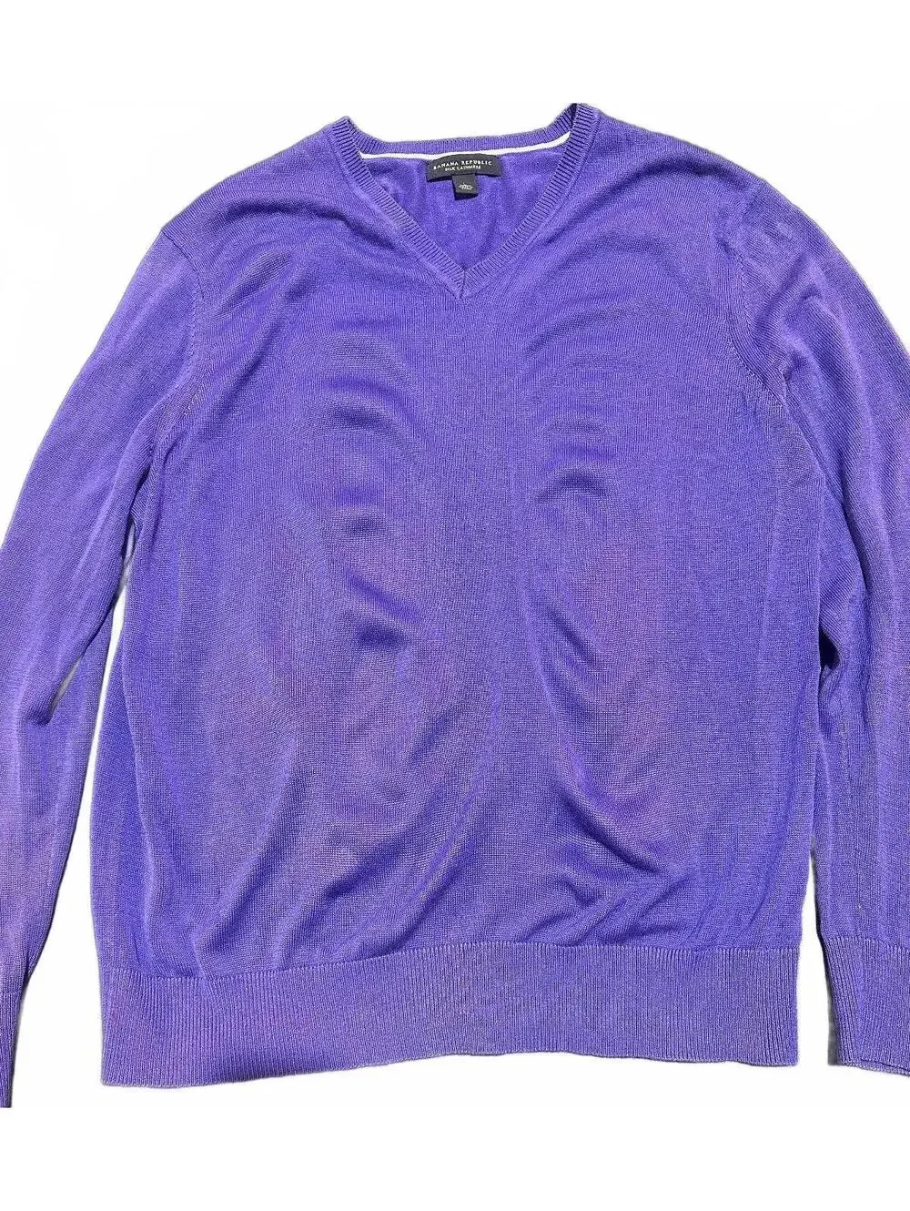 Banana Republic Silk Cashmere Purple V-Neck Sweater